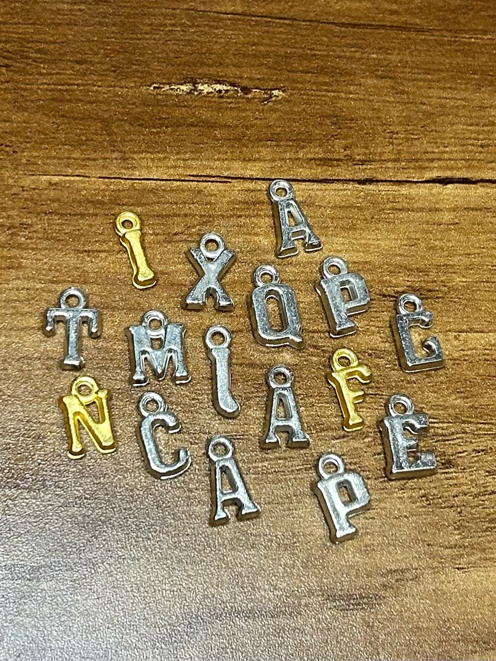 Silver & gold alphabet charms